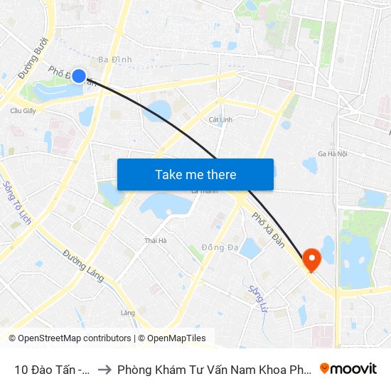 10 Đào Tấn - Viện Vật Lý to Phòng Khám Tư Vấn Nam Khoa Phụ Khoa Hà Nội 152 Xã Đàn map