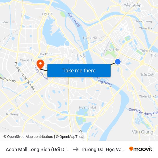 Aeon Mall Long Biên (Đối Diện Cột Điện T4a/2a-B Đường Cổ Linh) to Trường Đại Học Văn Hóa Nghệ Thuật Quân Đội map