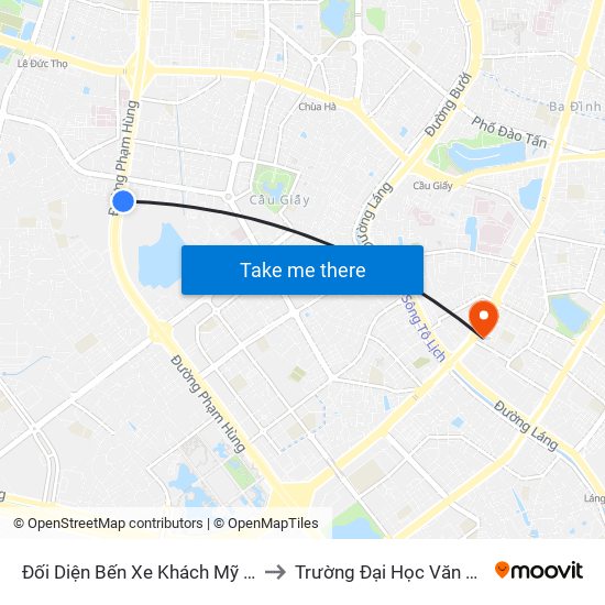 Đối Diện Bến Xe Khách Mỹ Đình - Phạm Hùng (Cột Trước) to Trường Đại Học Văn Hóa Nghệ Thuật Quân Đội map