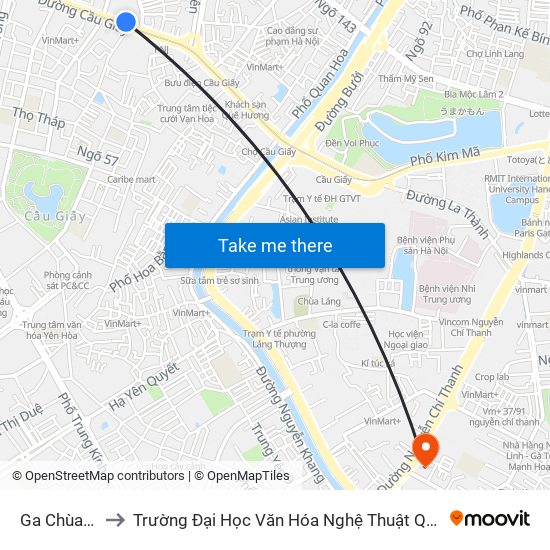 Ga Chùa Hà to Trường Đại Học Văn Hóa Nghệ Thuật Quân Đội map