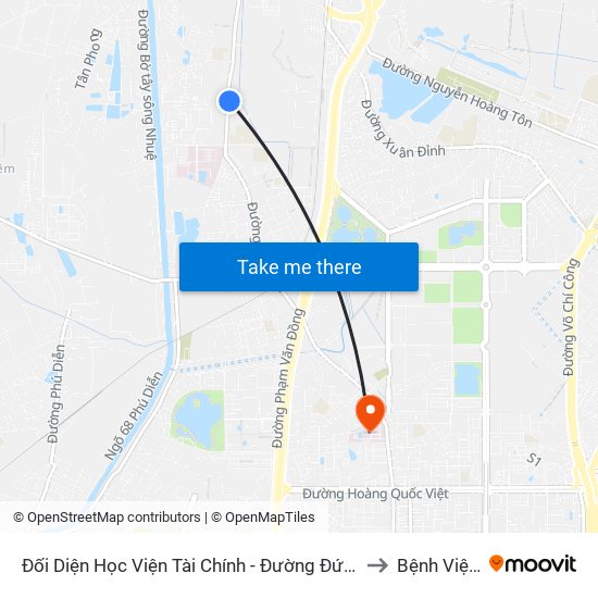 Đối Diện Học Viện Tài Chính - Đường Đức Thắng to Bệnh Viện E map