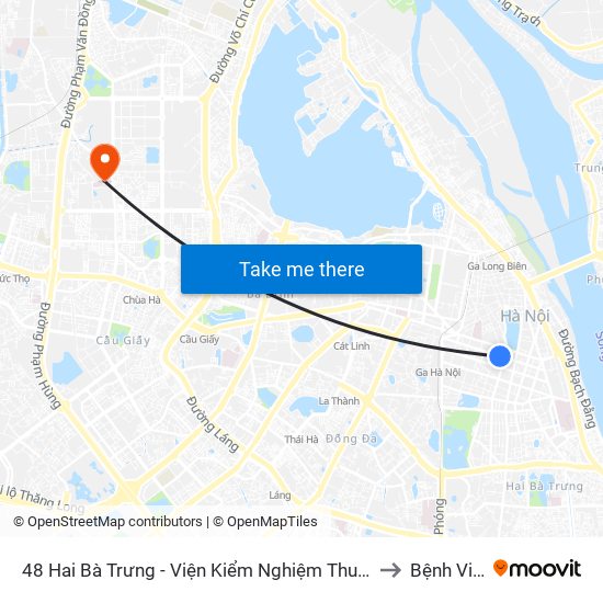 48 Hai Bà Trưng - Viện Kiểm Nghiệm Thuốc Trung Ương to Bệnh Viện E map