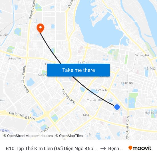 B10 Tập Thể Kim Liên (Đối Diện Ngõ 46b Phạm Ngọc Thạch) to Bệnh Viện E map