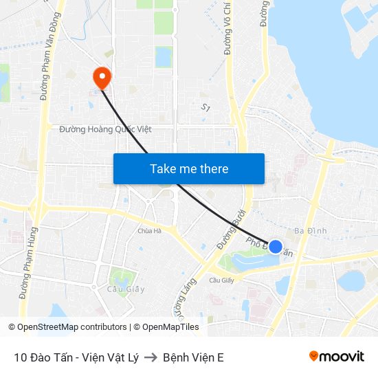 10 Đào Tấn - Viện Vật Lý to Bệnh Viện E map