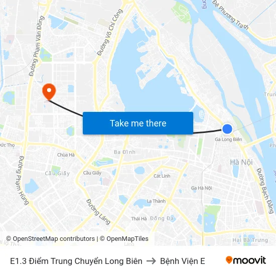 E1.3 Điểm Trung Chuyển Long Biên to Bệnh Viện E map