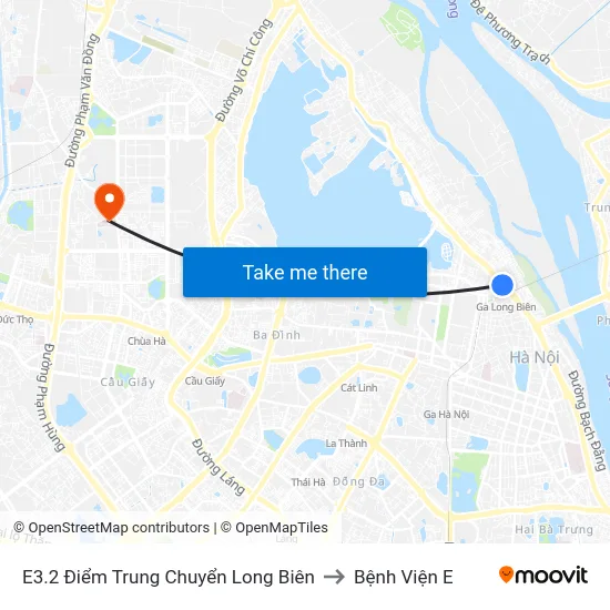 E3.2 Điểm Trung Chuyển Long Biên to Bệnh Viện E map