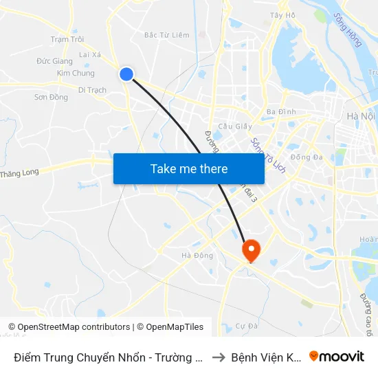 Điểm Trung Chuyển Nhổn - Trường Đại Học Công Nghiệp Hà Nội - Đường 32 to Bệnh Viện K Cơ Sở Tân Triều map