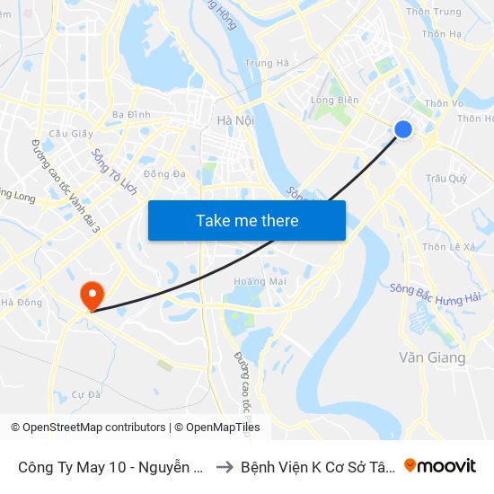 Công Ty May 10 - Nguyễn Văn Linh to Bệnh Viện K Cơ Sở Tân Triều map