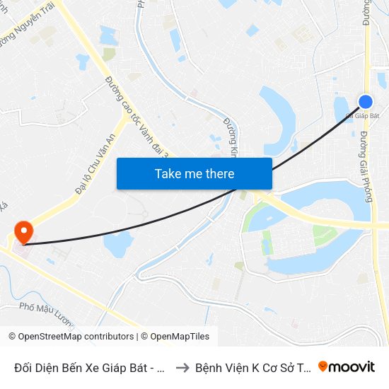 Đối Diện Bến Xe Giáp Bát - Giải Phóng to Bệnh Viện K Cơ Sở Tân Triều map