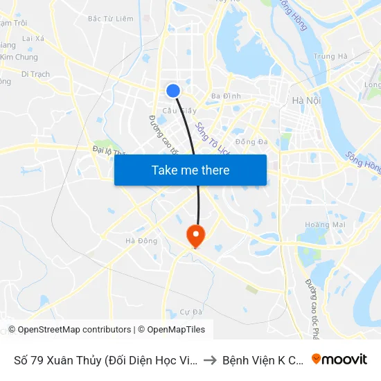 Số 79 Xuân Thủy (Đối Diện Học Viện Báo Chí Và Tuyên Truyền) to Bệnh Viện K Cơ Sở Tân Triều map