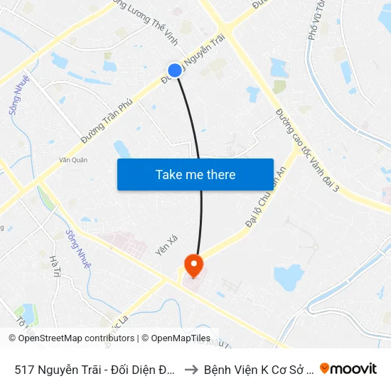 517 Nguyễn Trãi - Đối Diện Đại Học Hà Nội to Bệnh Viện K Cơ Sở Tân Triều map