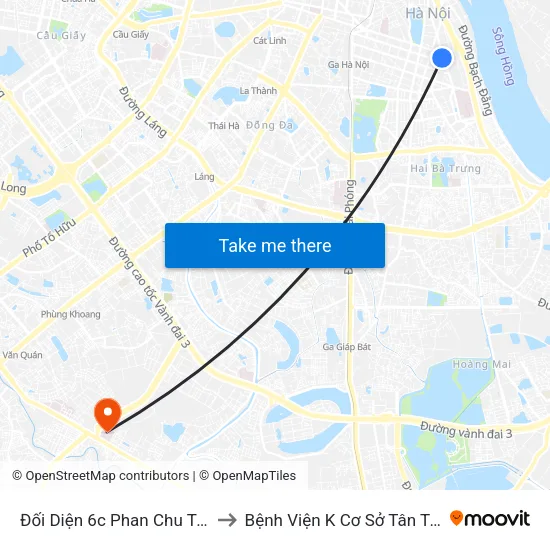 Đối Diện 6c Phan Chu Trinh to Bệnh Viện K Cơ Sở Tân Triều map
