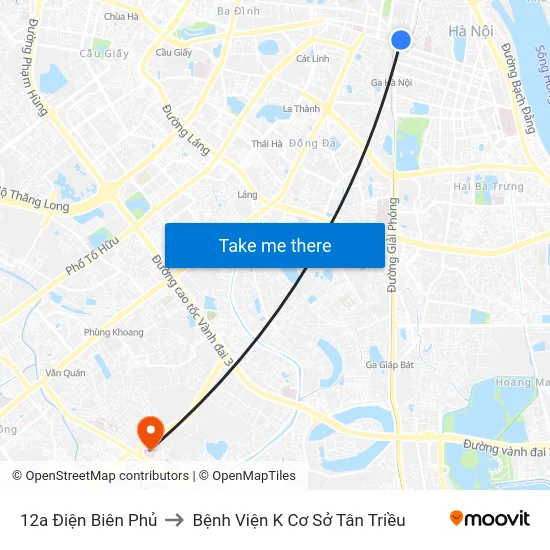 12a Điện Biên Phủ to Bệnh Viện K Cơ Sở Tân Triều map