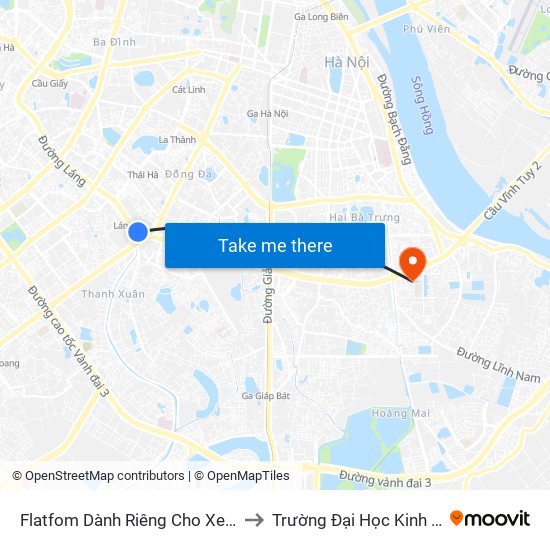 Flatfom Dành Riêng Cho Xe Buýt Trước Nhà 45 Đường Láng to Trường Đại Học Kinh Tế Kỹ Thuật Công Nghiệp map