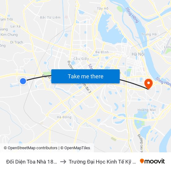 Đối Diện Tòa Nhà 18t1 - Kđt Sudico to Trường Đại Học Kinh Tế Kỹ Thuật Công Nghiệp map