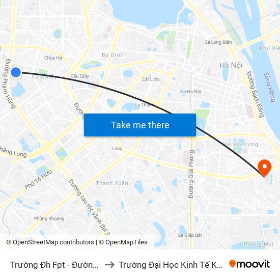 Trường Đh Fpt - Đường Tôn Thất Thuyết to Trường Đại Học Kinh Tế Kỹ Thuật Công Nghiệp map