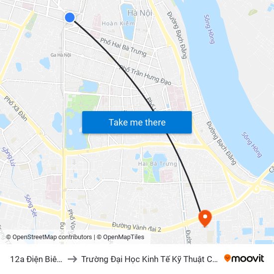 12a Điện Biên Phủ to Trường Đại Học Kinh Tế Kỹ Thuật Công Nghiệp map