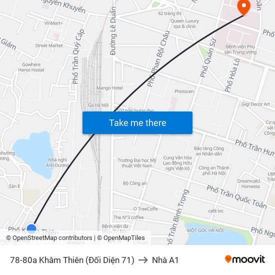 78-80a Khâm Thiên (Đối Diện 71) to Nhà A1 map