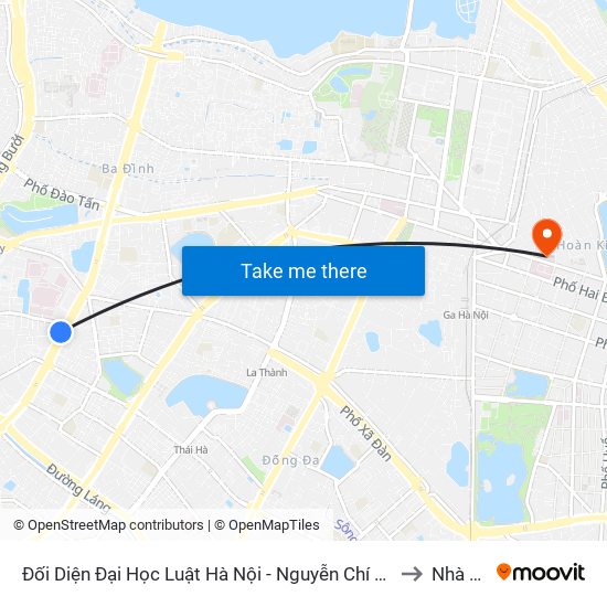 Đối Diện Đại Học Luật Hà Nội - Nguyễn Chí Thanh to Nhà A1 map