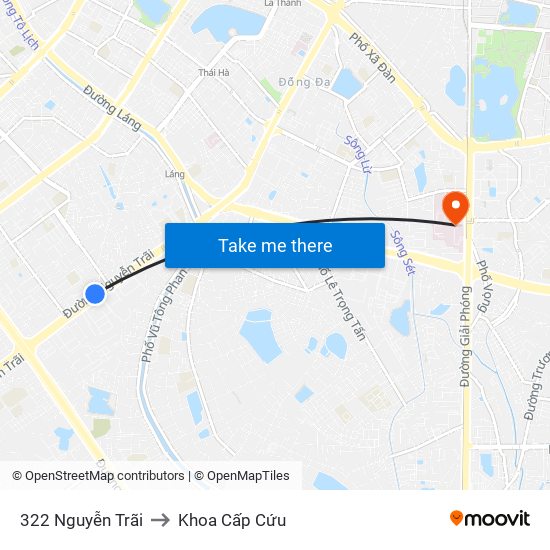 322 Nguyễn Trãi to Khoa Cấp Cứu map