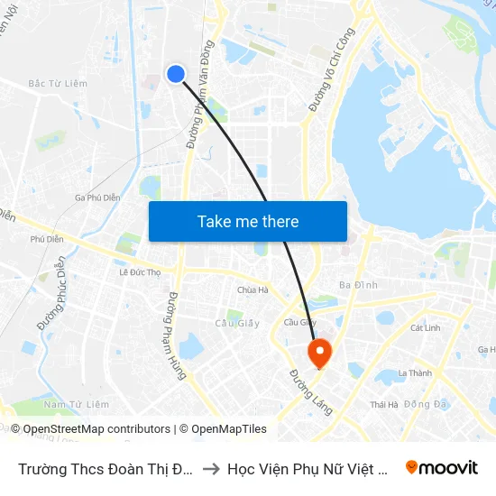 Trường Thcs Đoàn Thị Điểm to Học Viện Phụ Nữ Việt Nam map
