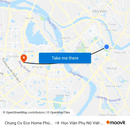 Chung Cư Eco Home Phúc Lợi to Học Viện Phụ Nữ Việt Nam map