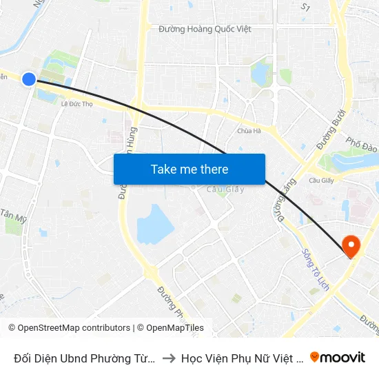 Đối Diện Ubnd Phường Từ Liêm to Học Viện Phụ Nữ Việt Nam map