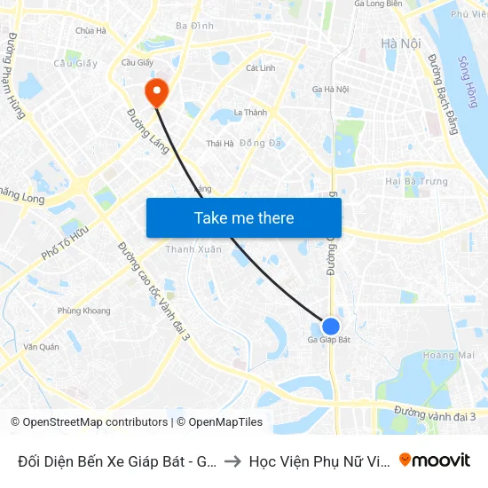 Đối Diện Bến Xe Giáp Bát - Giải Phóng to Học Viện Phụ Nữ Việt Nam map