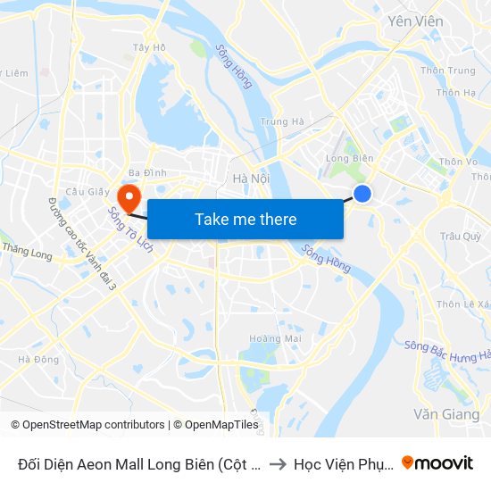 Đối Diện Aeon Mall Long Biên (Cột Điện T4a/2a-B Đường Cổ Linh) to Học Viện Phụ Nữ Việt Nam map