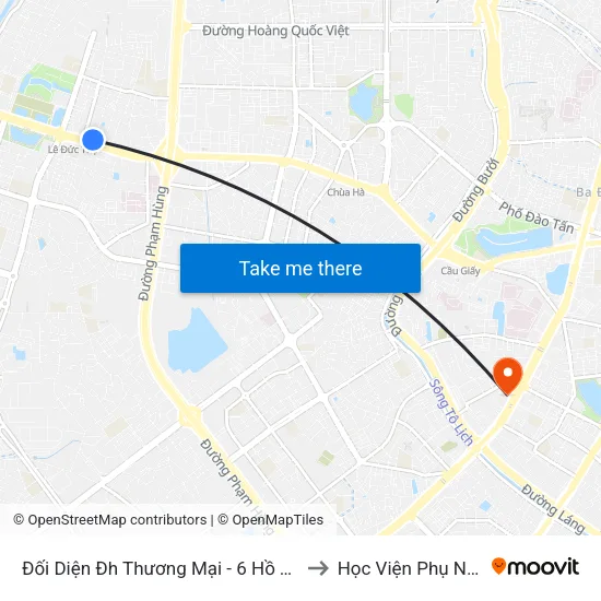 Đối Diện Đh Thương Mại - 6 Hồ Tùng Mậu (Cột Sau) to Học Viện Phụ Nữ Việt Nam map
