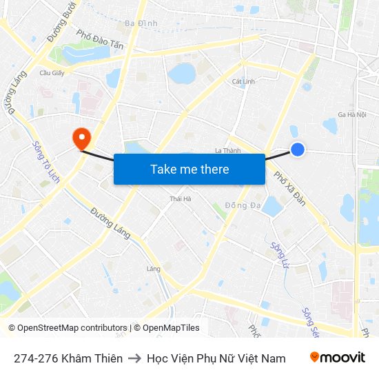 274-276 Khâm Thiên to Học Viện Phụ Nữ Việt Nam map