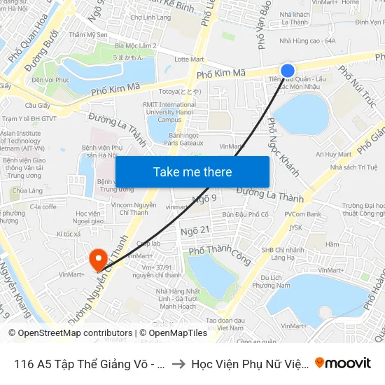 116 A5 Tập Thể Giảng Võ - Kim Mã to Học Viện Phụ Nữ Việt Nam map