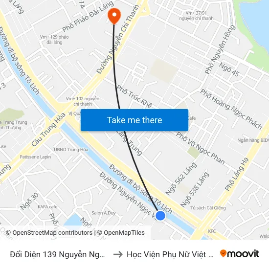 Đối Diện 139 Nguyễn Ngọc Vũ to Học Viện Phụ Nữ Việt Nam map