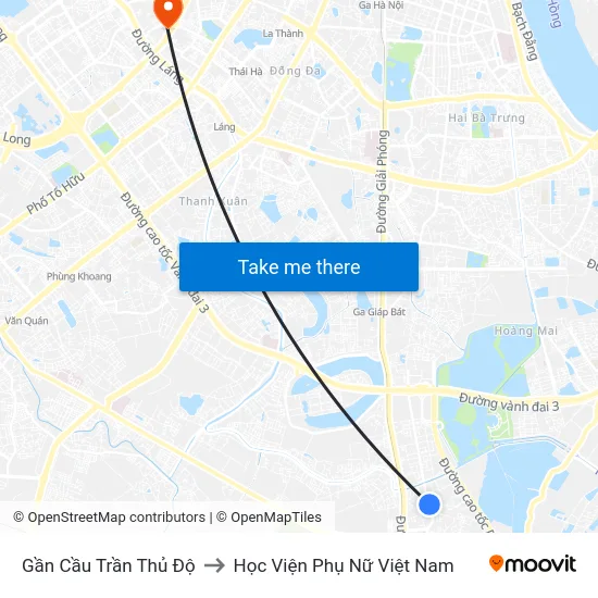 Gần Cầu Trần Thủ Độ to Học Viện Phụ Nữ Việt Nam map