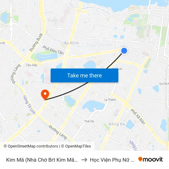 Kim Mã (Nhà Chờ Brt Kim Mã) - Biển Trước to Học Viện Phụ Nữ Việt Nam map