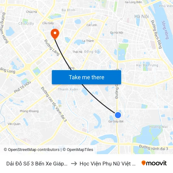 Dải Đỗ Số 3 Bến Xe Giáp Bát to Học Viện Phụ Nữ Việt Nam map