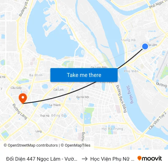 Đối Diện 447 Ngọc Lâm - Vườn Hoa Gia Lâm to Học Viện Phụ Nữ Việt Nam map