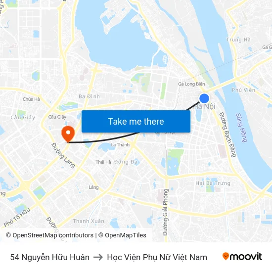 54 Nguyễn Hữu Huân to Học Viện Phụ Nữ Việt Nam map