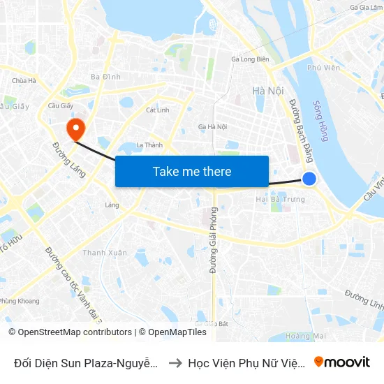 Đối Diện Sun Plaza-Nguyễn Khoái to Học Viện Phụ Nữ Việt Nam map