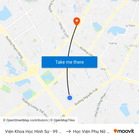 Viện Khoa Học Hình Sự - 99 Nguyễn Tuân to Học Viện Phụ Nữ Việt Nam map