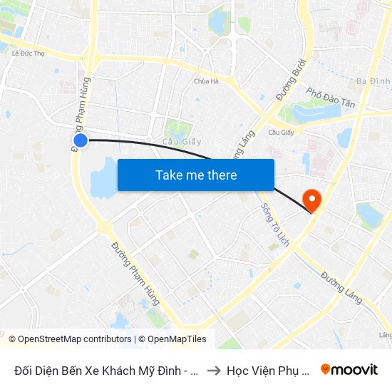 Đối Diện Bến Xe Khách Mỹ Đình - Phạm Hùng (Cột Trước) to Học Viện Phụ Nữ Việt Nam map