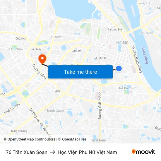 76 Trần Xuân Soạn to Học Viện Phụ Nữ Việt Nam map