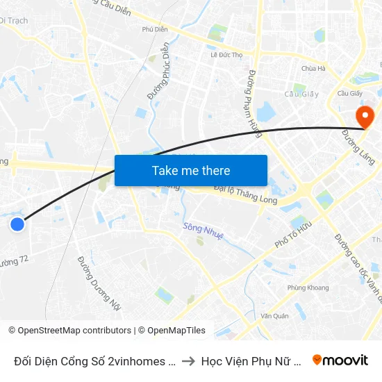 Đối Diện Cổng Số 2vinhomes Thăng Long to Học Viện Phụ Nữ Việt Nam map