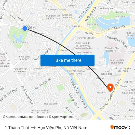1 Thành Thái to Học Viện Phụ Nữ Việt Nam map