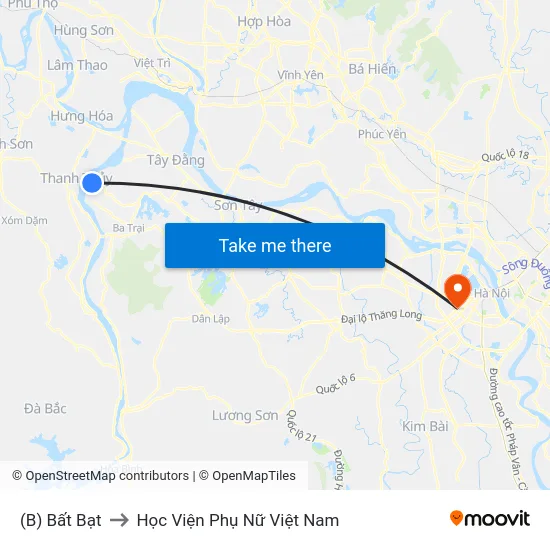 (B) Bất Bạt to Học Viện Phụ Nữ Việt Nam map