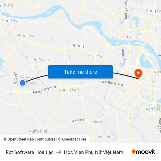 Fpt Software Hòa Lạc to Học Viện Phụ Nữ Việt Nam map