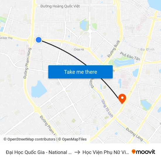 Đại Học Quốc Gia - National University to Học Viện Phụ Nữ Việt Nam map