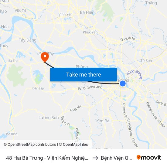 48 Hai Bà Trưng - Viện Kiểm Nghiệm Thuốc Trung Ương to Bệnh Viện Quân Y 105 map