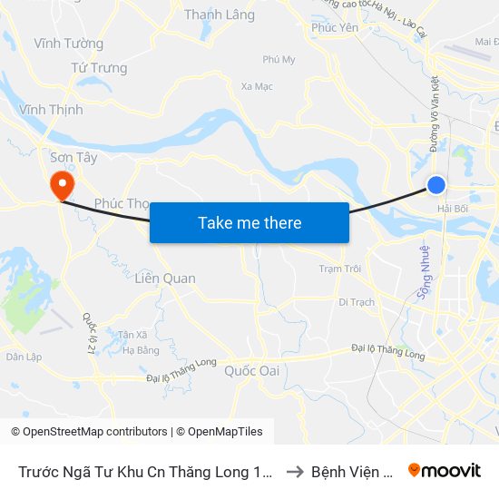 Trước Ngã Tư Khu Cn Thăng Long 100m (Chiều Nội Bài - Hà Nội) to Bệnh Viện Quân Y 105 map