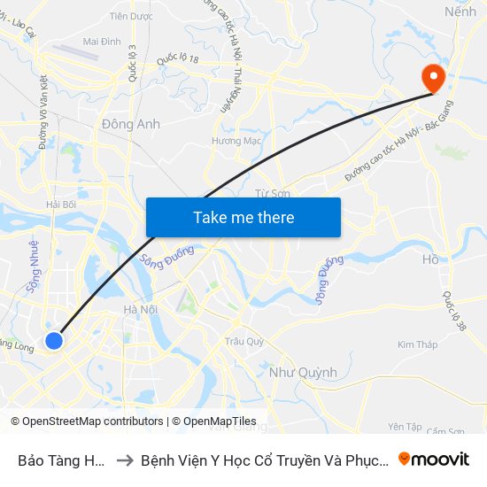 Bảo Tàng Hà Nội - Phạm Hùng to Bệnh Viện Y Học Cổ Truyền Và Phục Hồi Chức Năng - Bệnh Viện Phổi Tỉnh Bắc Ninh map